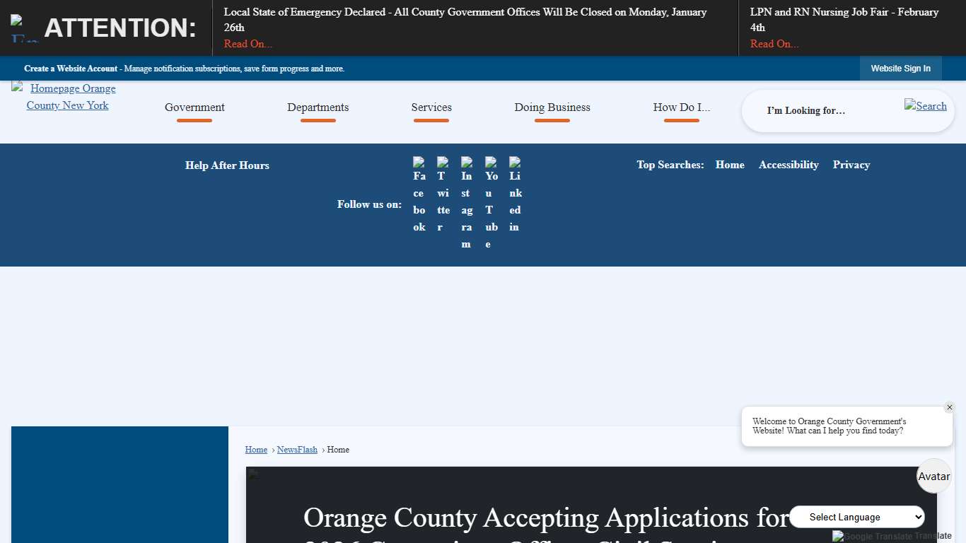 Orange County Accepting Applications for the 2026 Corrections Officer Civil Service Examination • Orange County, NY